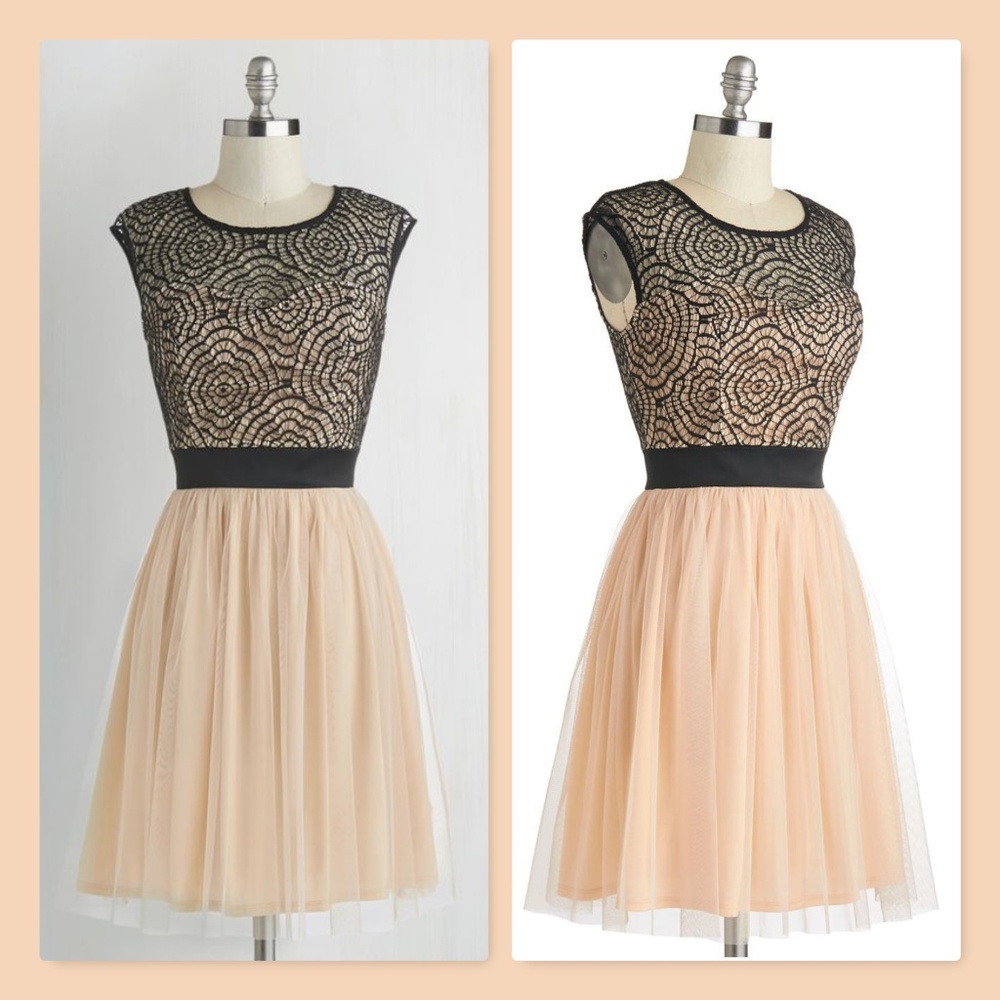 Mystic 1X 2X Black Peach Lace & Tulle Dress - Picture 1 of 3